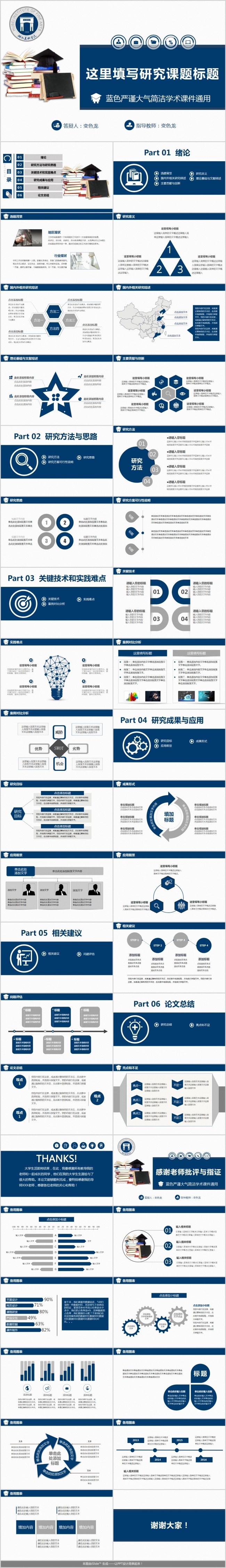 【精品PPT】通用蓝色简洁毕业答辩