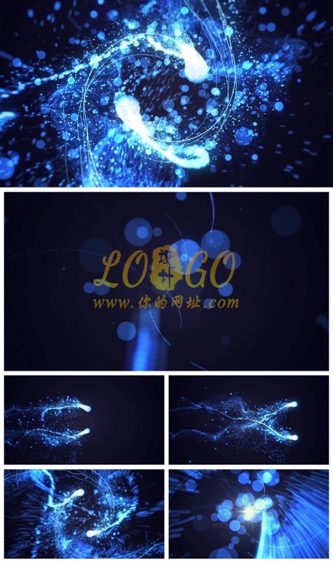 唯美大气粒子线条汇聚展示logo片头动态PPT模板
