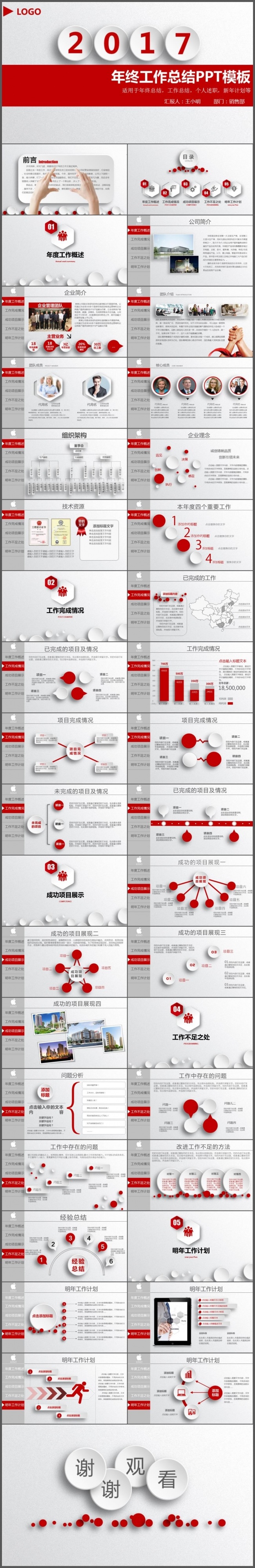 简约大气红色工作计划工作总结报告报告企业教育培训通用PPT