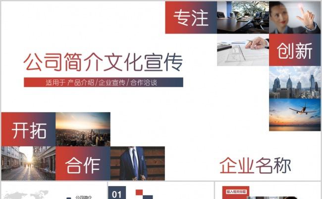蓝红沉稳公司简介产品宣传总结汇报PPT缩略图