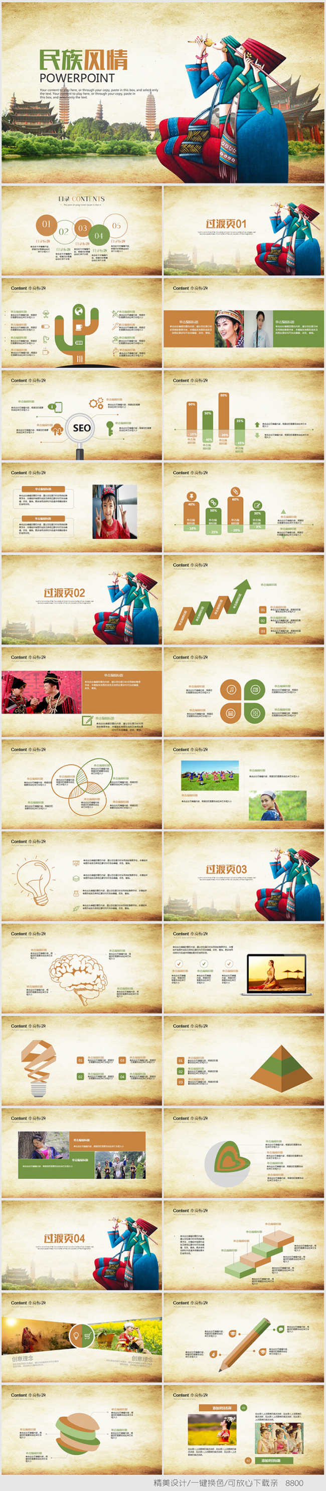 精美少数民族风情动态ppt模板
