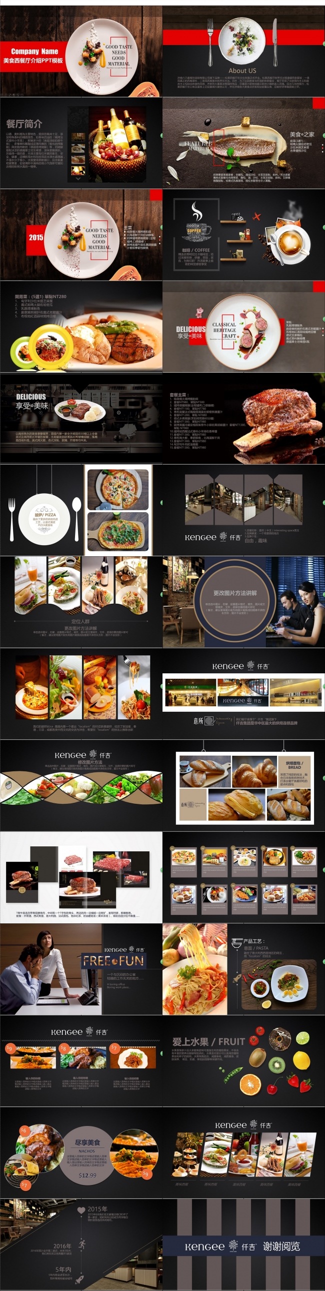 美食西餐厅介绍PPT模板