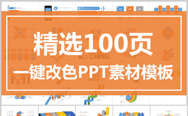 精选100页一键主题改色PPT素材模板动态图表数据图表合集缩略图