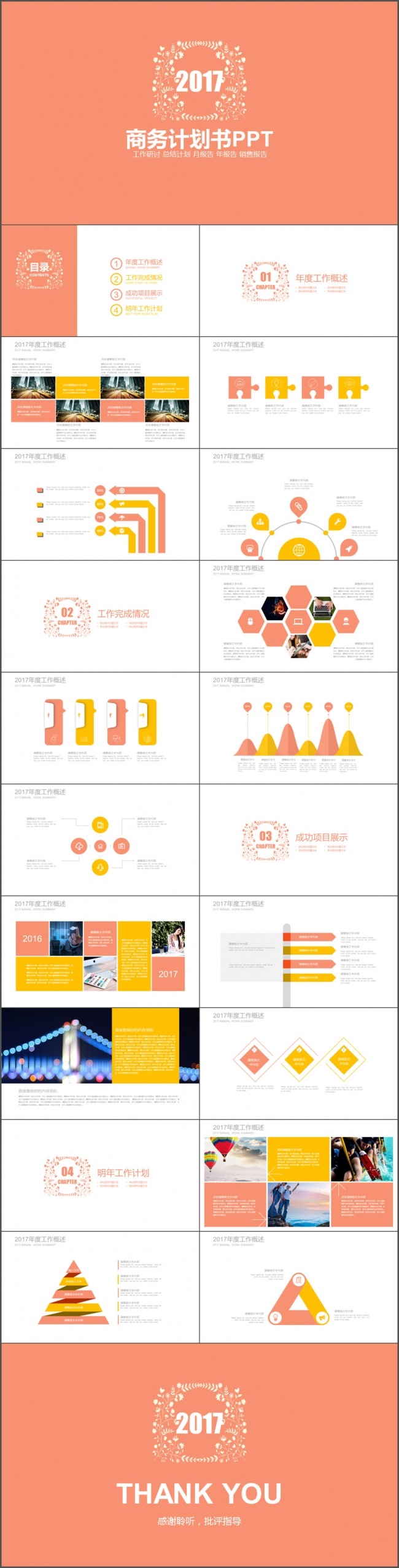 橙色欧式创意花纹商务计划书PPT