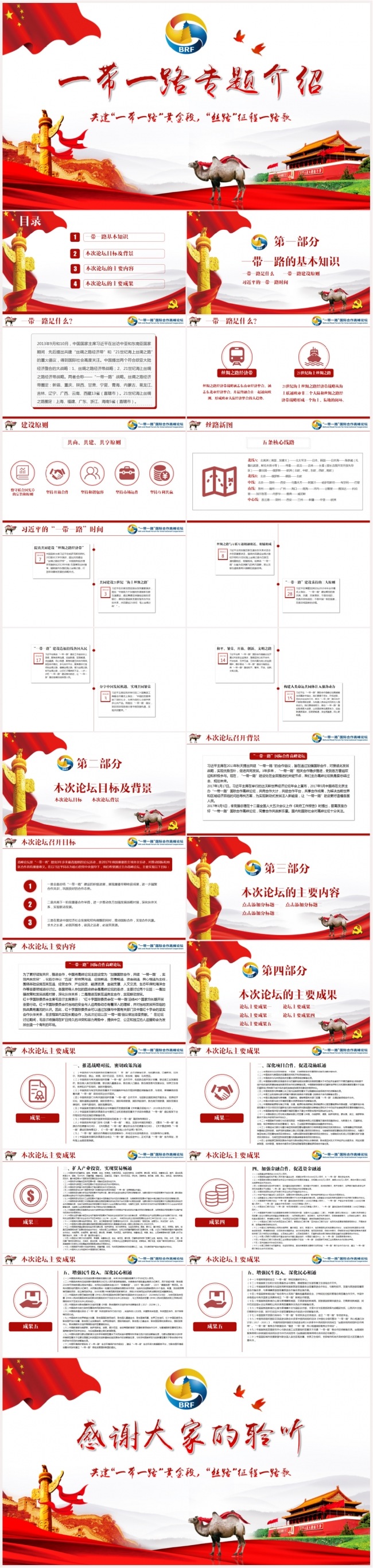 一带一路专题介绍ppt一带一路国际合作高峰论坛PPT模板