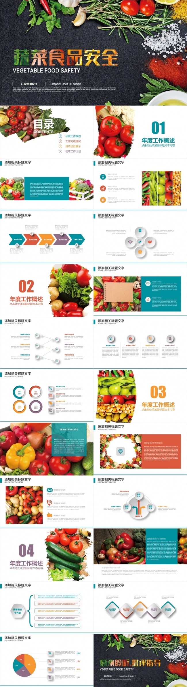 【壹德】健康生活安全食品 绿色蔬菜 健康养生 水果蔬菜PPT