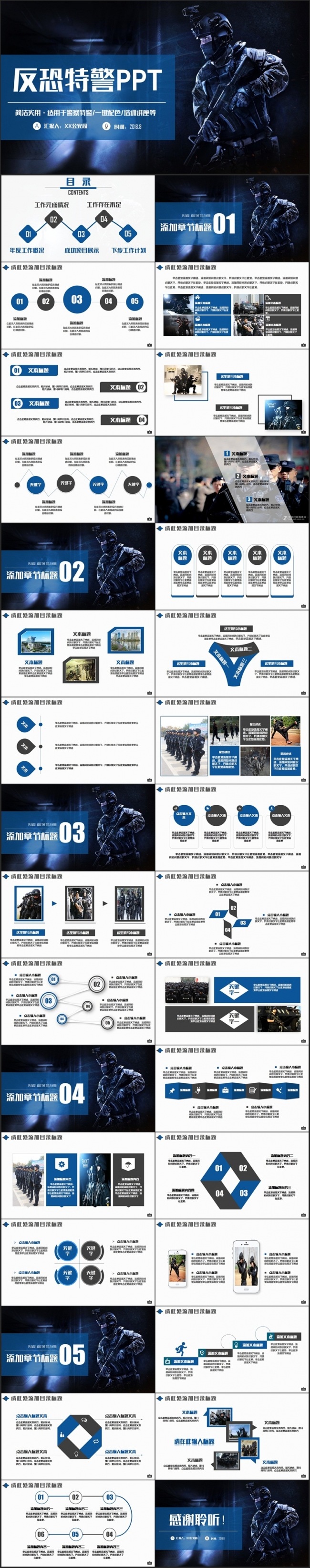 【反恐精英】大气警察特警公安派出所武装力量军事士兵国防PPT