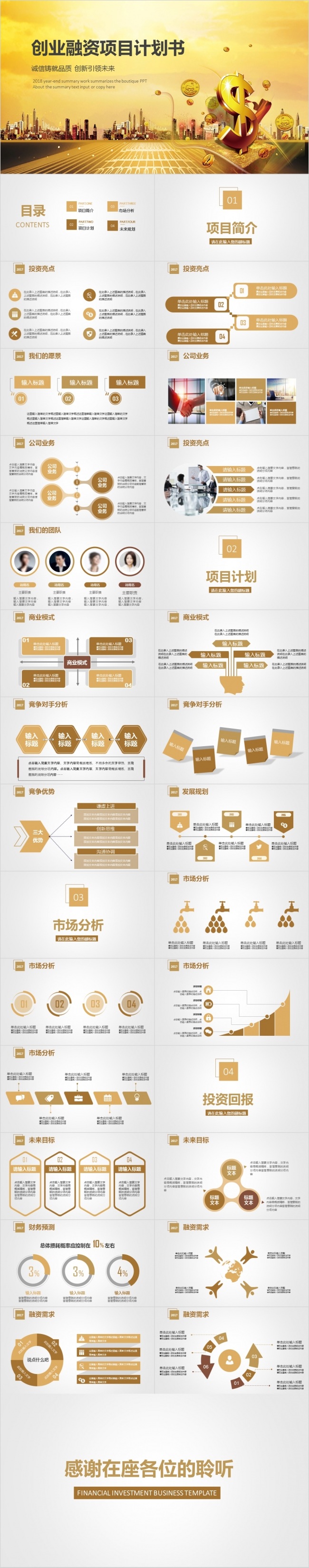 商业计划书创业融资金融ppt模板