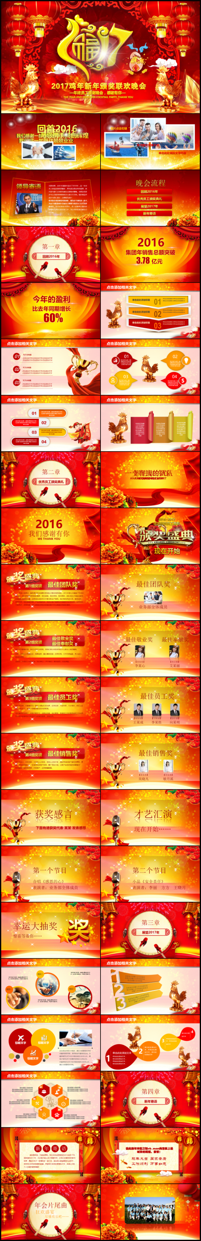 2017鸡年新年颁奖盛典晚会PPT模板