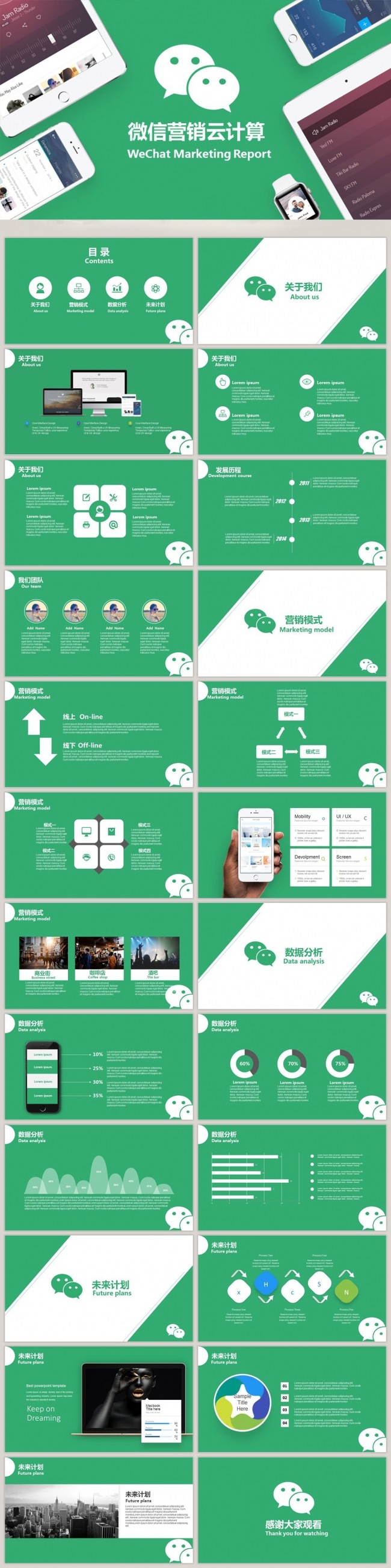 【语图演示】微信营销云计算商务通用PPT模版