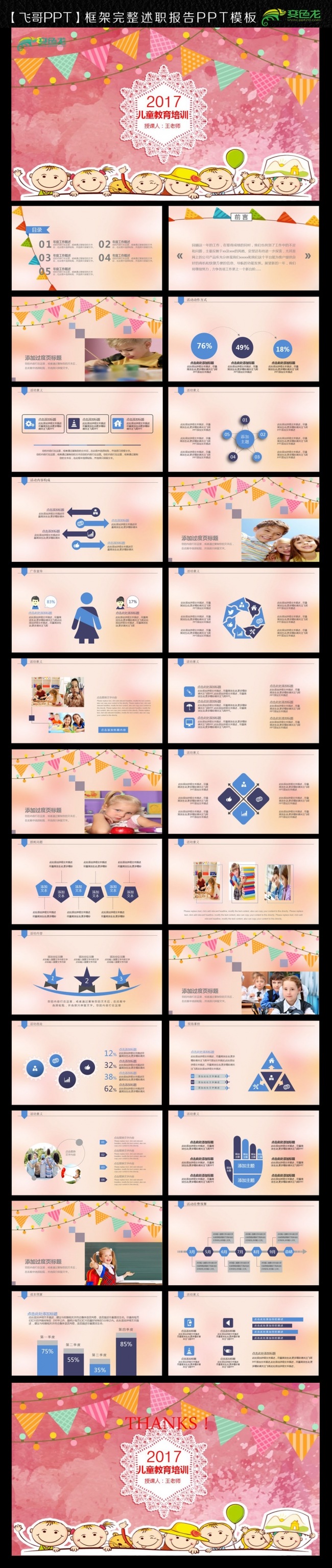 精美幼儿园可爱卡通儿童幼儿教育课件PPT模板