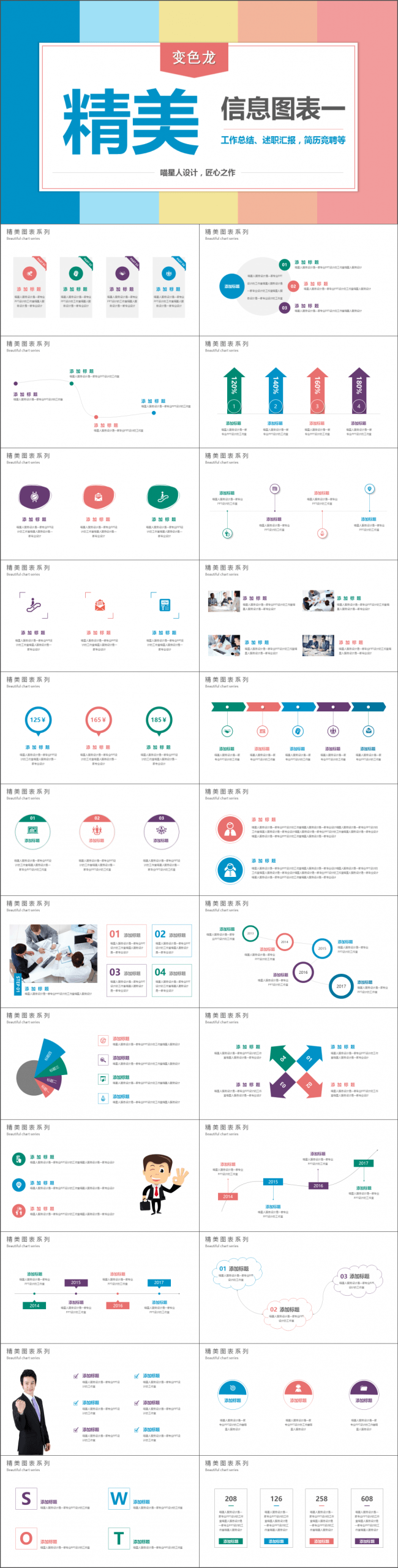 【精美图表】工作总结毕业答辩商务推广创业融资商务图表合集