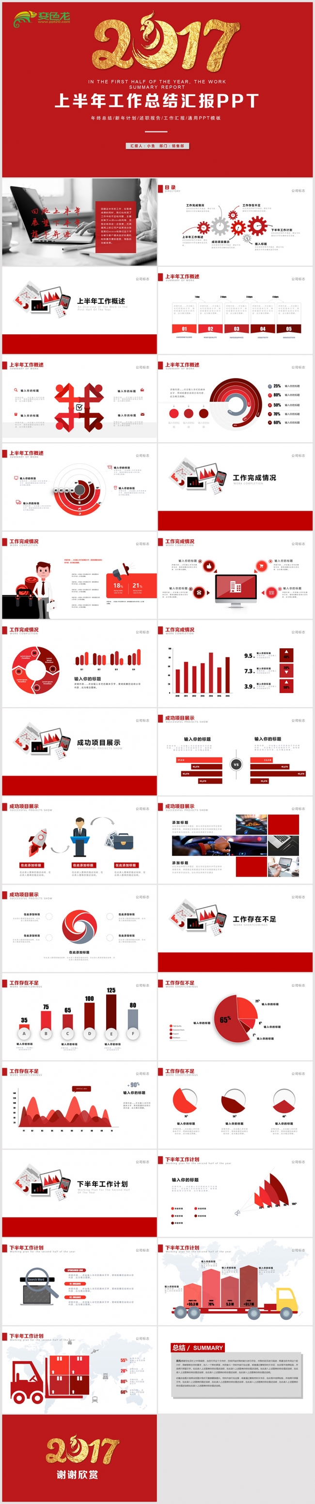 2017年中总结汇报PPT 年中汇报总结 月底季度汇报PPT