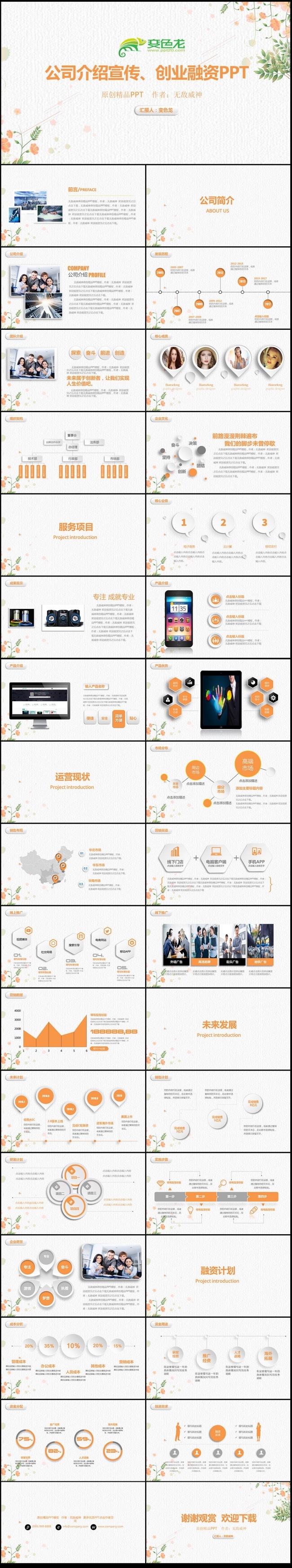 欧美小清新风格公司简介PPT模板