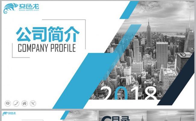 2018商务简约大气蓝色公司简介年终年中总结商业计划书PPT缩略图