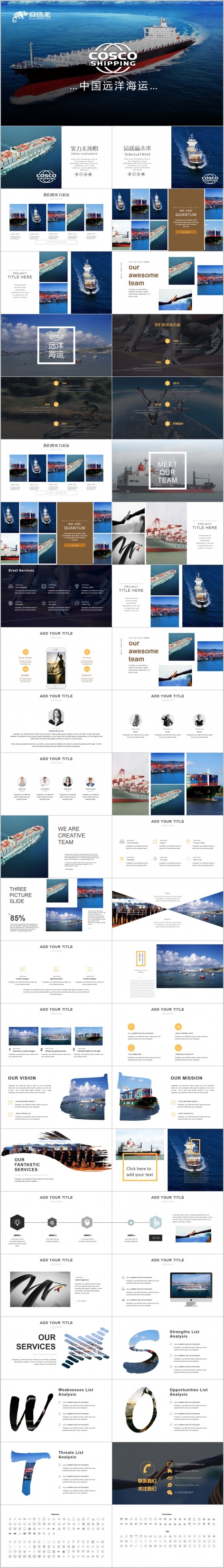 中远海运远洋海运物流运输空运航空商业计划书工作总结ppt模板