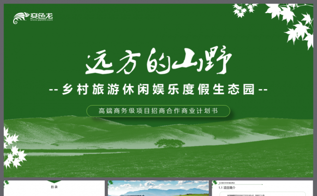【境海】完整框架乡村旅游休闲度假生态圈项目商业计划书动态模板缩略图