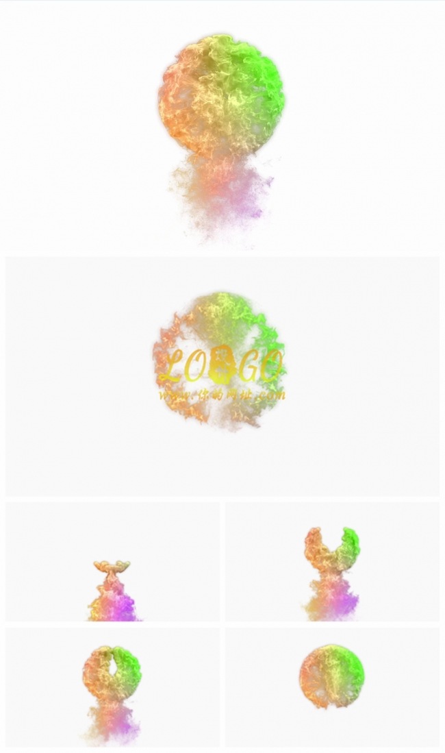唯美彩色水墨烟雾粒子揭示LOGO片头动态PPT模板