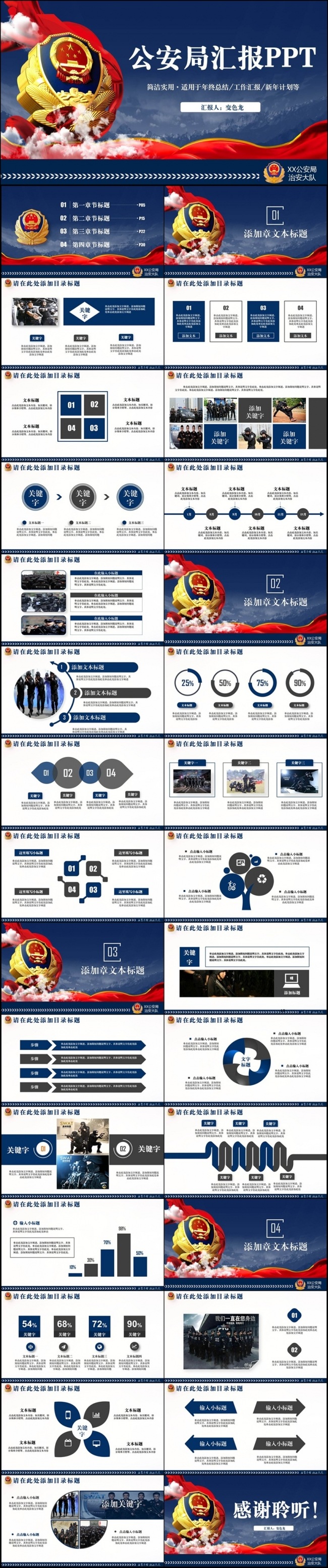 简洁高端警察公安派出所汇报PPT