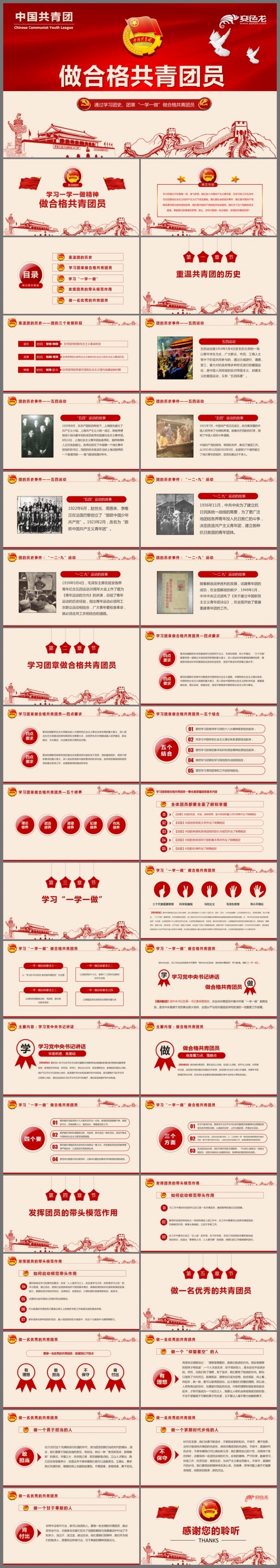 精品制作一学一做做合格共青团员专题团课课件通用PPT
