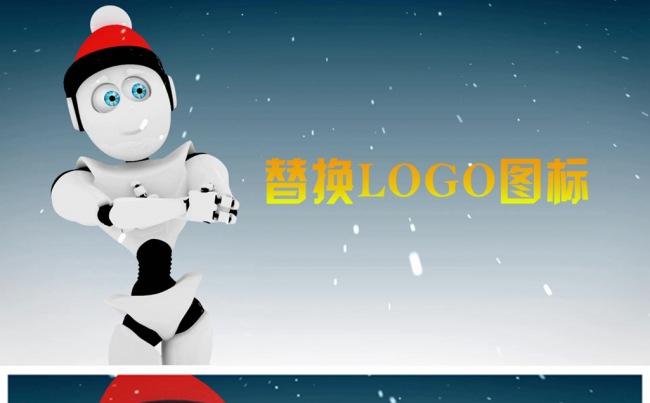 卡通机器人举牌展示logo高科技片头动态PPT模板缩略图