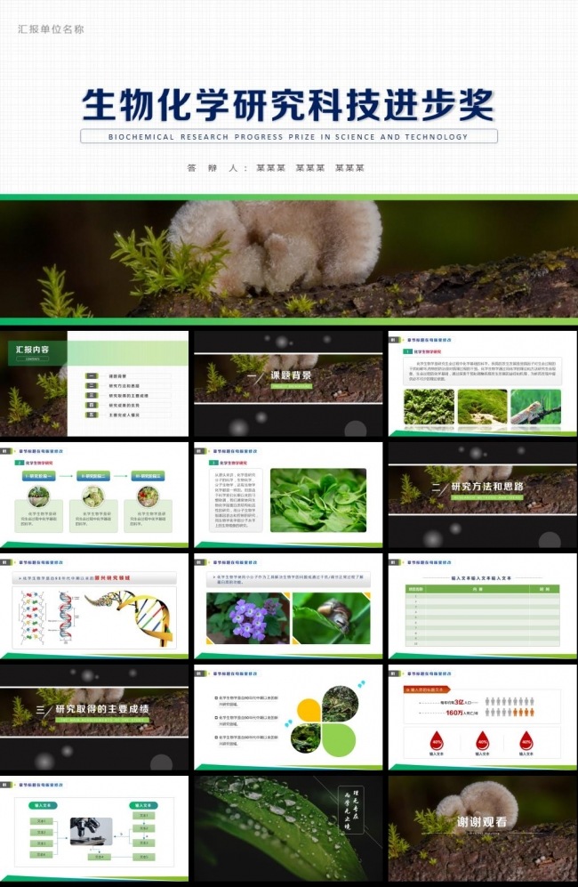  生物化学科学研究实验报告PPT模板
