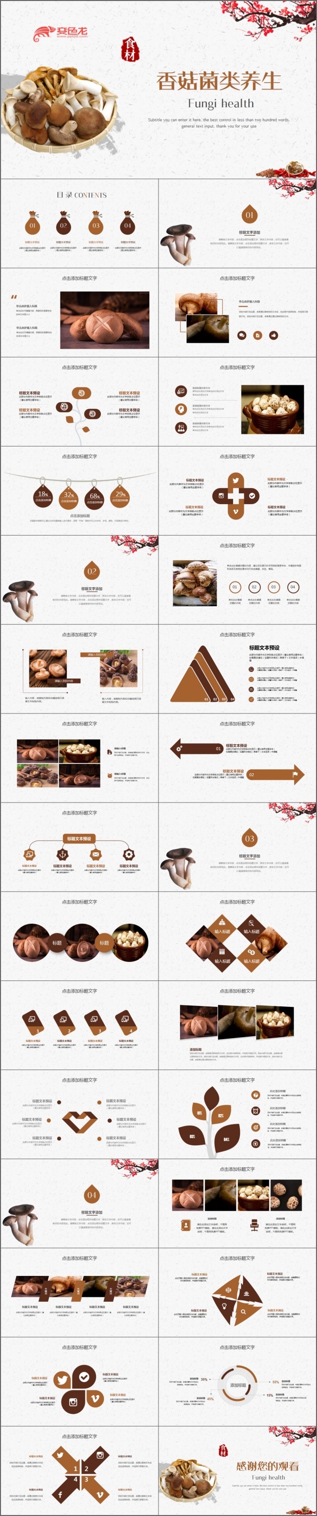 香菇菌类养生之道动态PPT模板