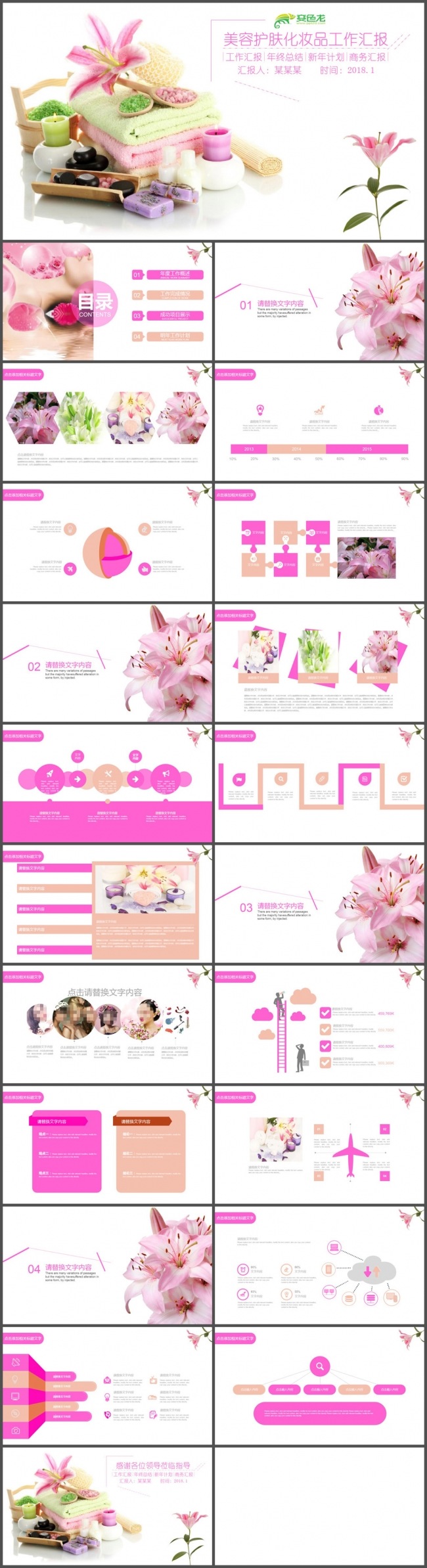 美容护肤化妆品工作汇报PT模板