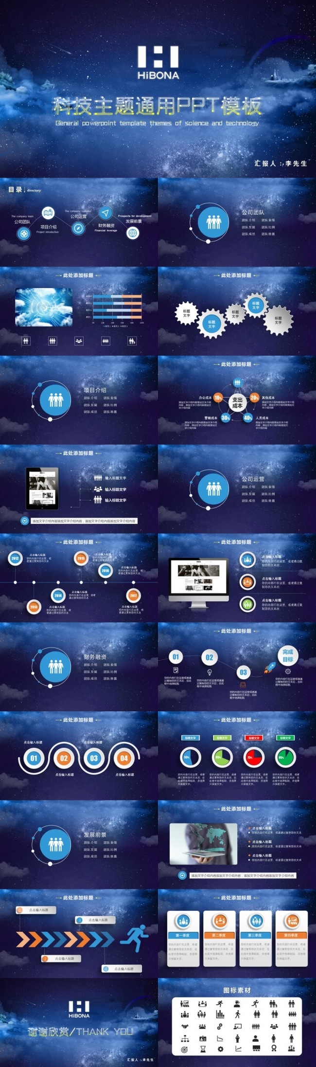 深蓝色星空科技互联网公司企业新品发布ppt模板