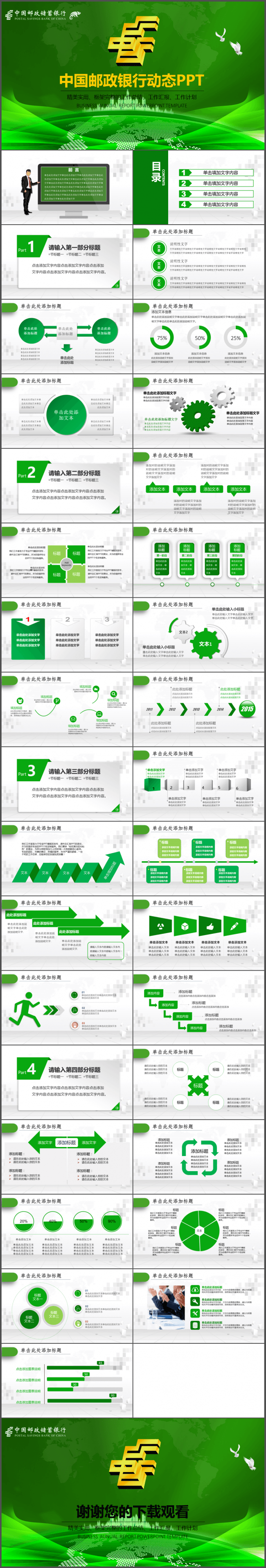 中国邮政工作总结ppt模板