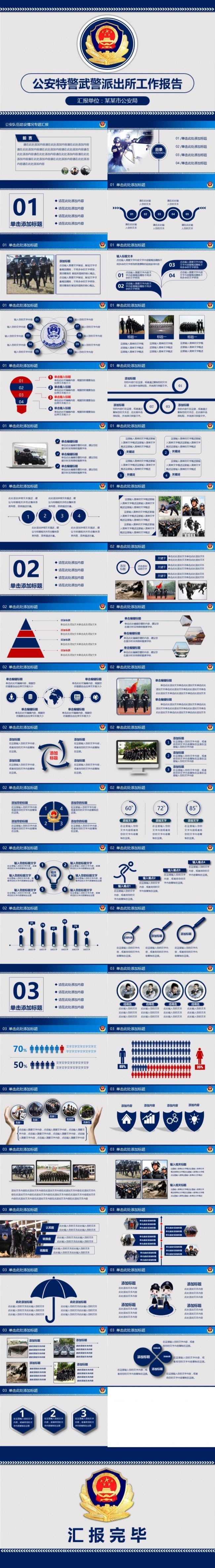 公安局派出所特警武警交警执法工作报告PPT模板