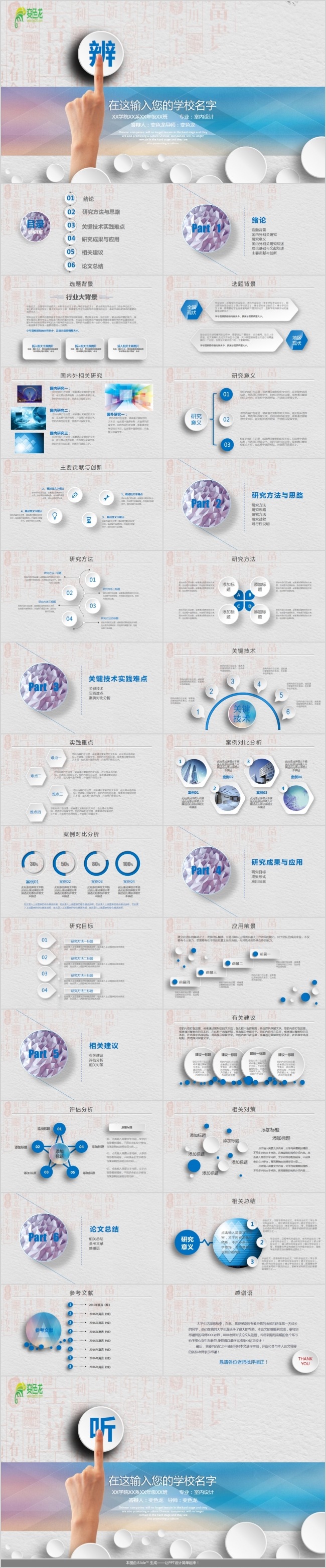 圆形蓝色个人毕业答辩ppt模版