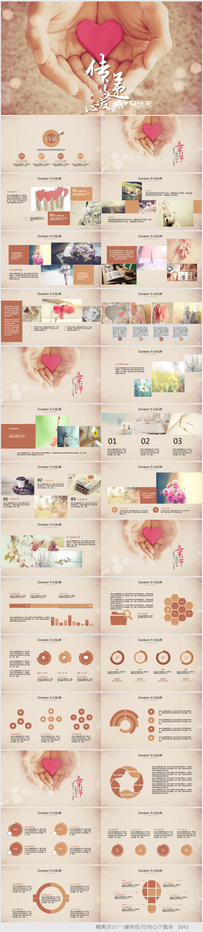奉献爱心公益活动传递爱心ppt动态模板