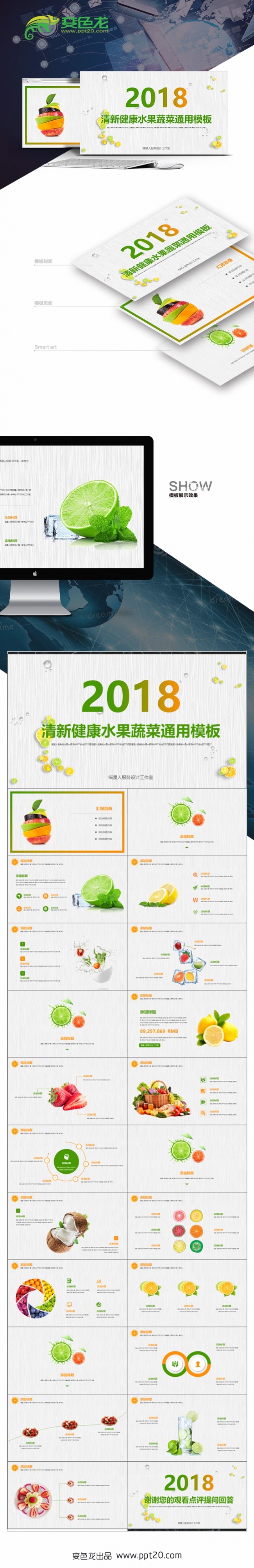 【蔬菜水果】清新健康绿色生态工作总结项目计划书精美模板