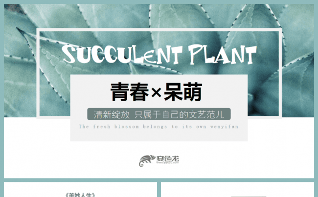 【文艺范儿】简约小清新多肉植物旅行旅游PPT模板缩略图