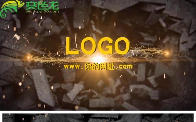 震撼大气墙面爆炸文字特效logo片头动态PPT模板缩略图