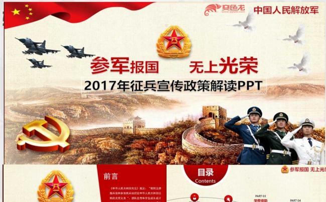 2018人民解放军征兵宣传征兵政策解读大学生参军宣传PPT缩略图