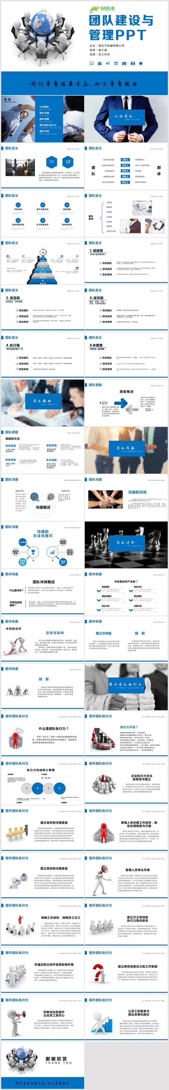 蓝色商务团队建设管理入职培训PPT 团队建设管理
