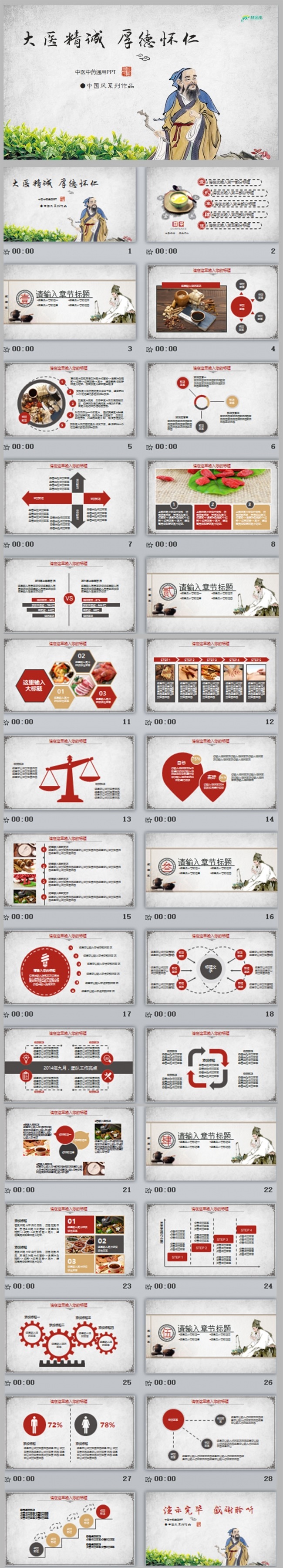 中国风中医简约水墨医学动态ppt