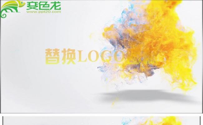 飘逸唯美彩色水墨中国风logo片头动态PPT模板缩略图