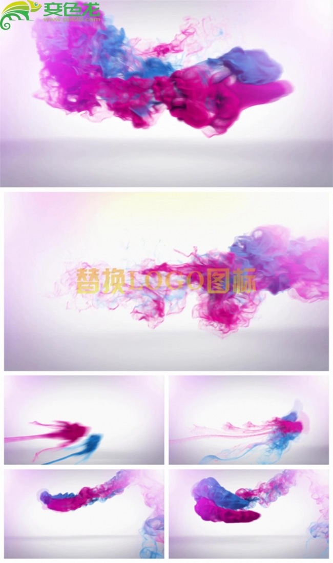 唯美彩色粒子水墨中国风logo片头动态PPT模板