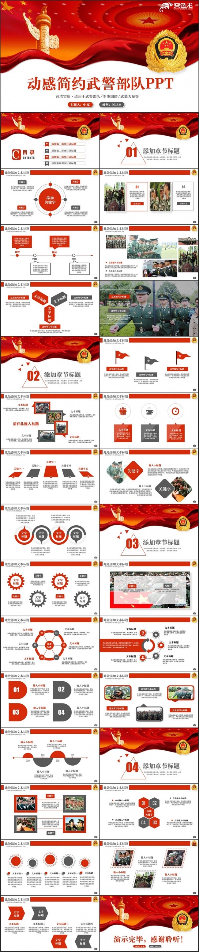 简约动感武警武装警察部队工作汇报PPT