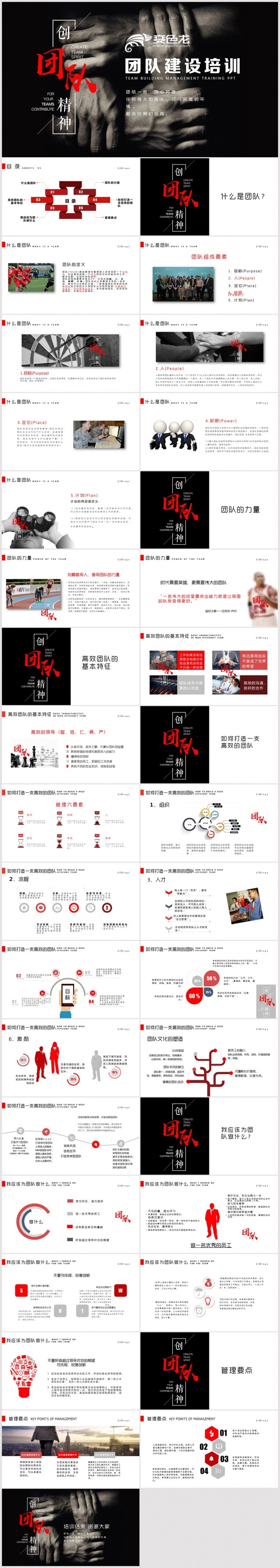 公司企业团队建设培训管理PPT模板 团队合作 团队建设