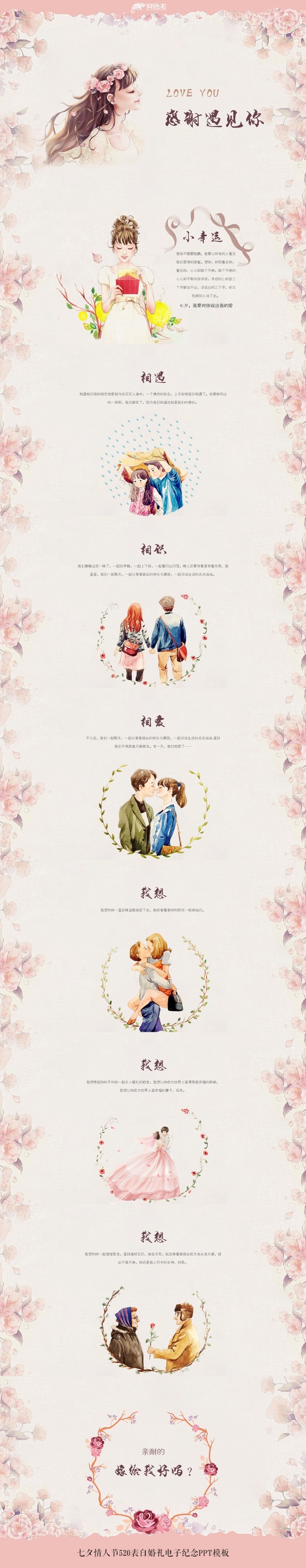 【鱼】七夕情人节520表白婚礼电子纪念PPT模板