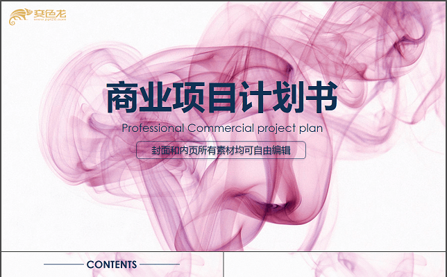 优质模板推荐丨玫红水墨泼墨中国风商务ppt模板缩略图