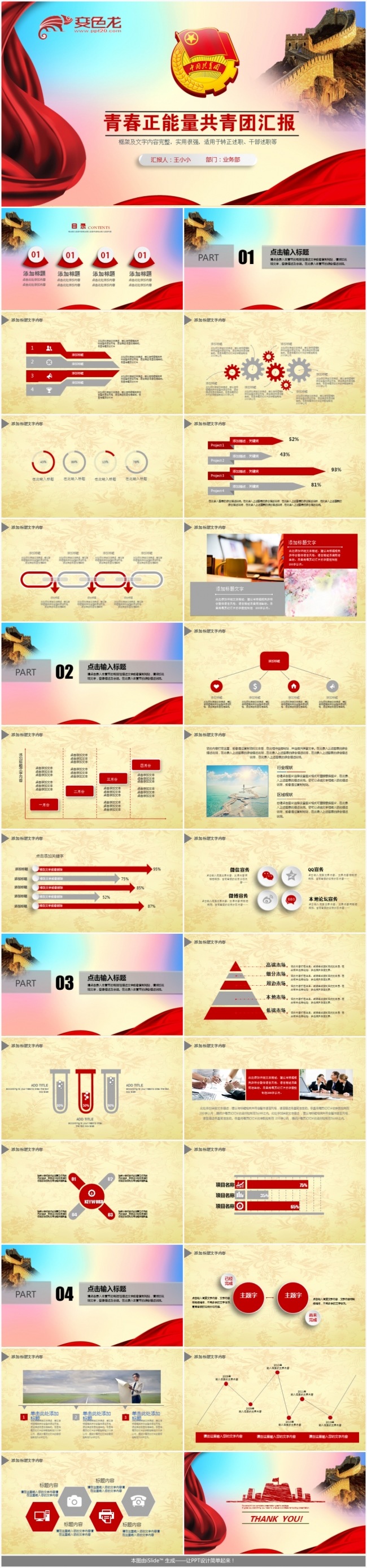 中国共青团五四青年青春正能量共青团团委工作总结PPT