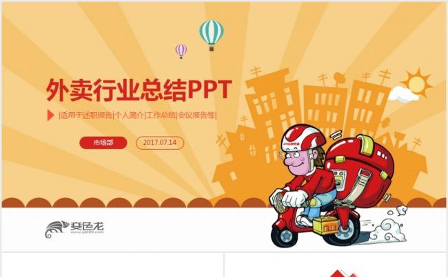 美团百度饿了吗外卖工作汇报PPT模板缩略图