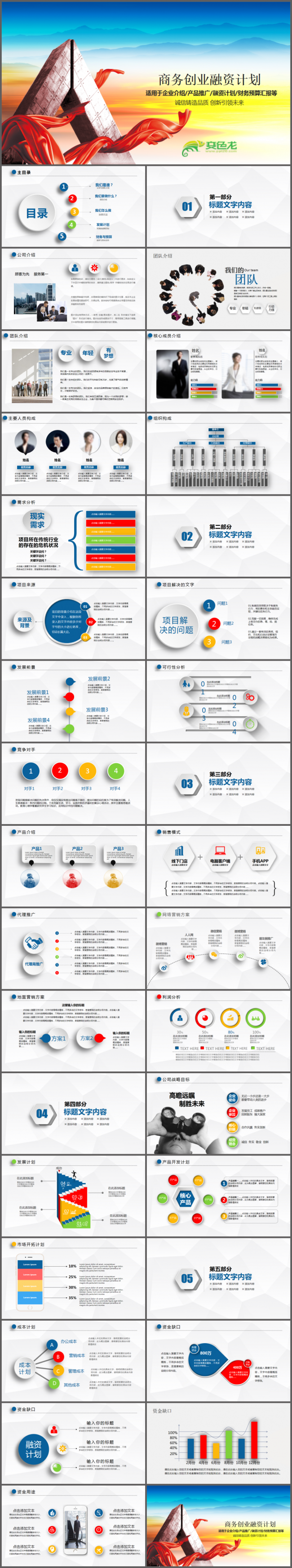 2018商务创业融资计划书PPT模板2017工作计划