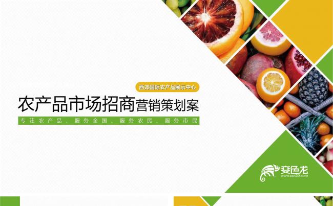 绿色清新农副产品水果蔬菜项目招商引资策划PPT模板缩略图