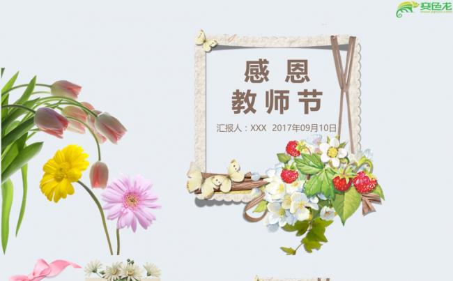 小清新鲜花感恩教师节PPT模板缩略图